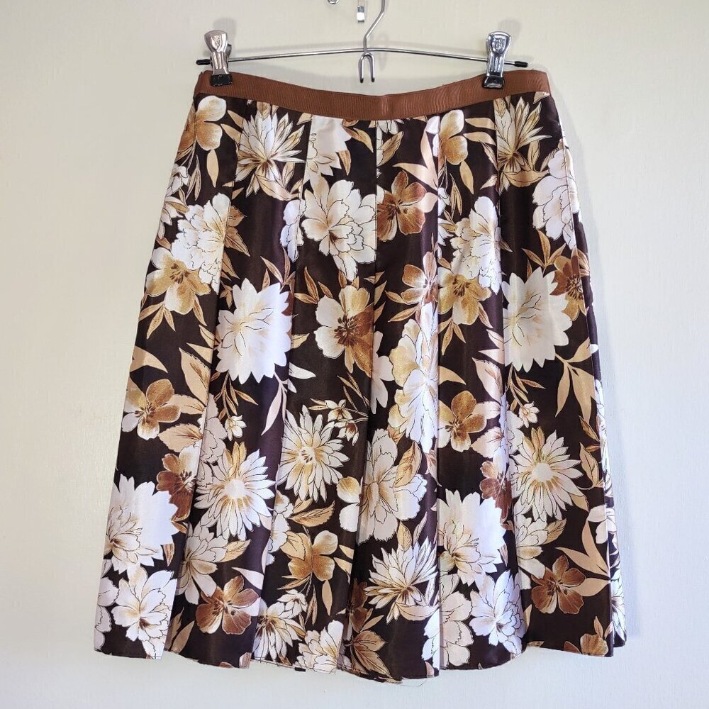 Floral Pleated Skirt Size 4 Ribbon Belt Feminine Cottagecore Indie - Picture 5 of 8